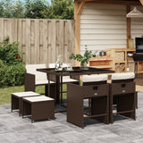 vidaXL 9-delige Tuinset poly rattan zwart