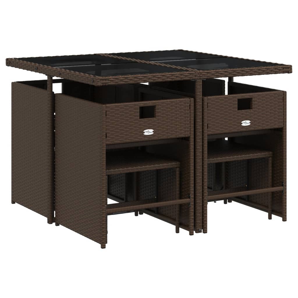 vidaXL 9-delige Tuinset poly rattan zwart