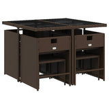 vidaXL 9-delige Tuinset poly rattan zwart