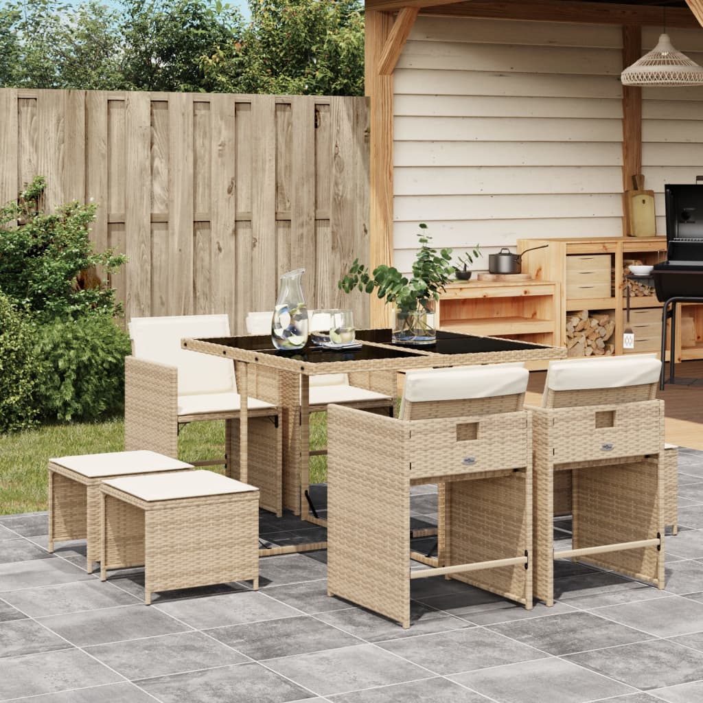 vidaXL 9-delige Tuinset poly rattan zwart