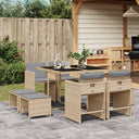vidaXL 9-delige Tuinset poly rattan zwart