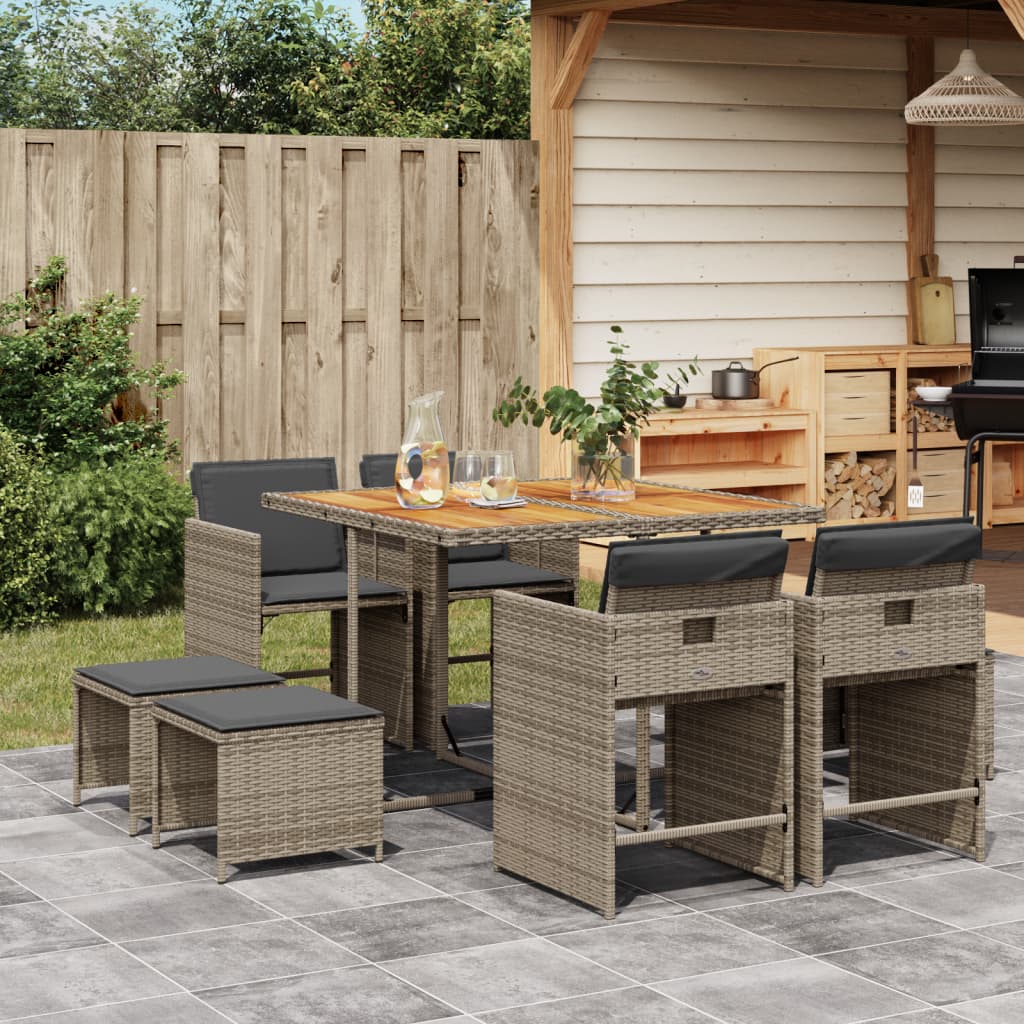 vidaXL 9-delige Tuinset poly rattan zwart