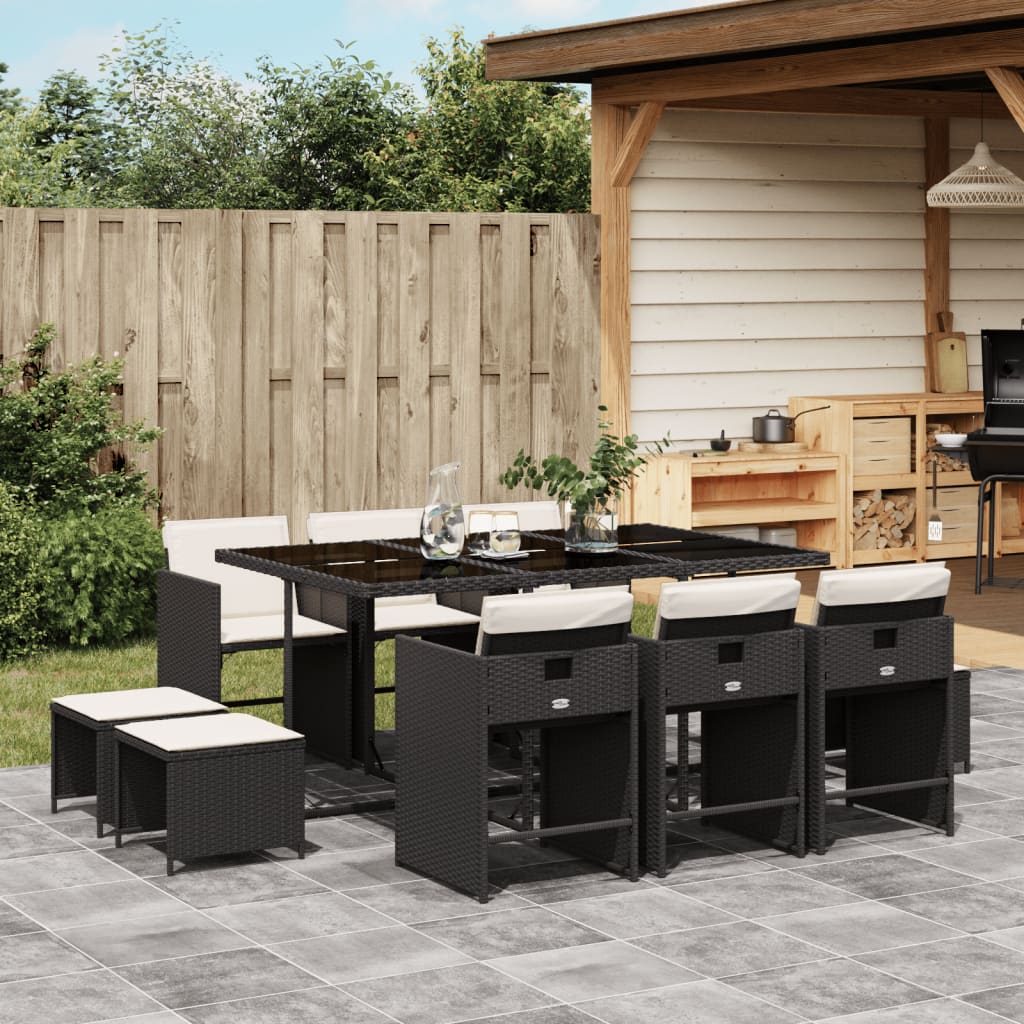 vidaXL 9-delige Tuinset poly rattan zwart