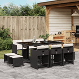 vidaXL 9-delige Tuinset poly rattan zwart