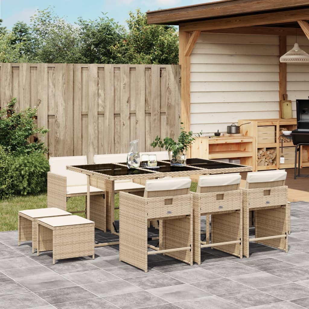 vidaXL 9-delige Tuinset poly rattan zwart