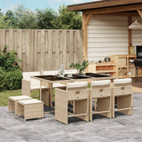 vidaXL 9-delige Tuinset poly rattan zwart