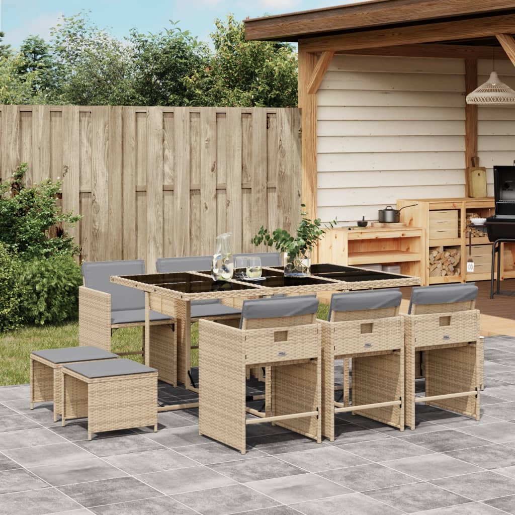 vidaXL 9-delige Tuinset poly rattan zwart