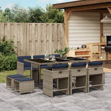 vidaXL 9-delige tuinset met kussens, grijs polyrotan