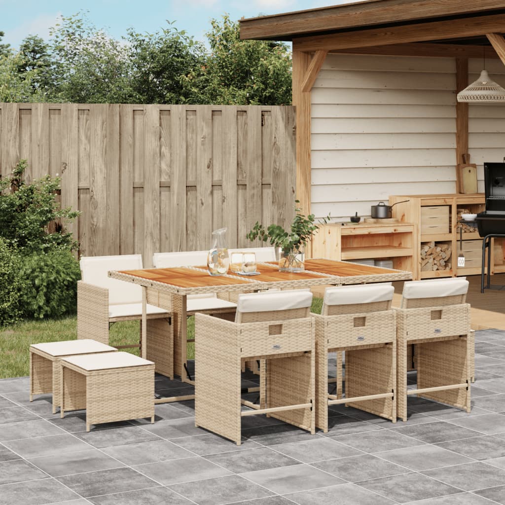 vidaXL 9-delige Tuinset poly rattan zwart