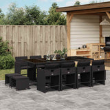 vidaXL 9-delige Tuinset poly rattan zwart
