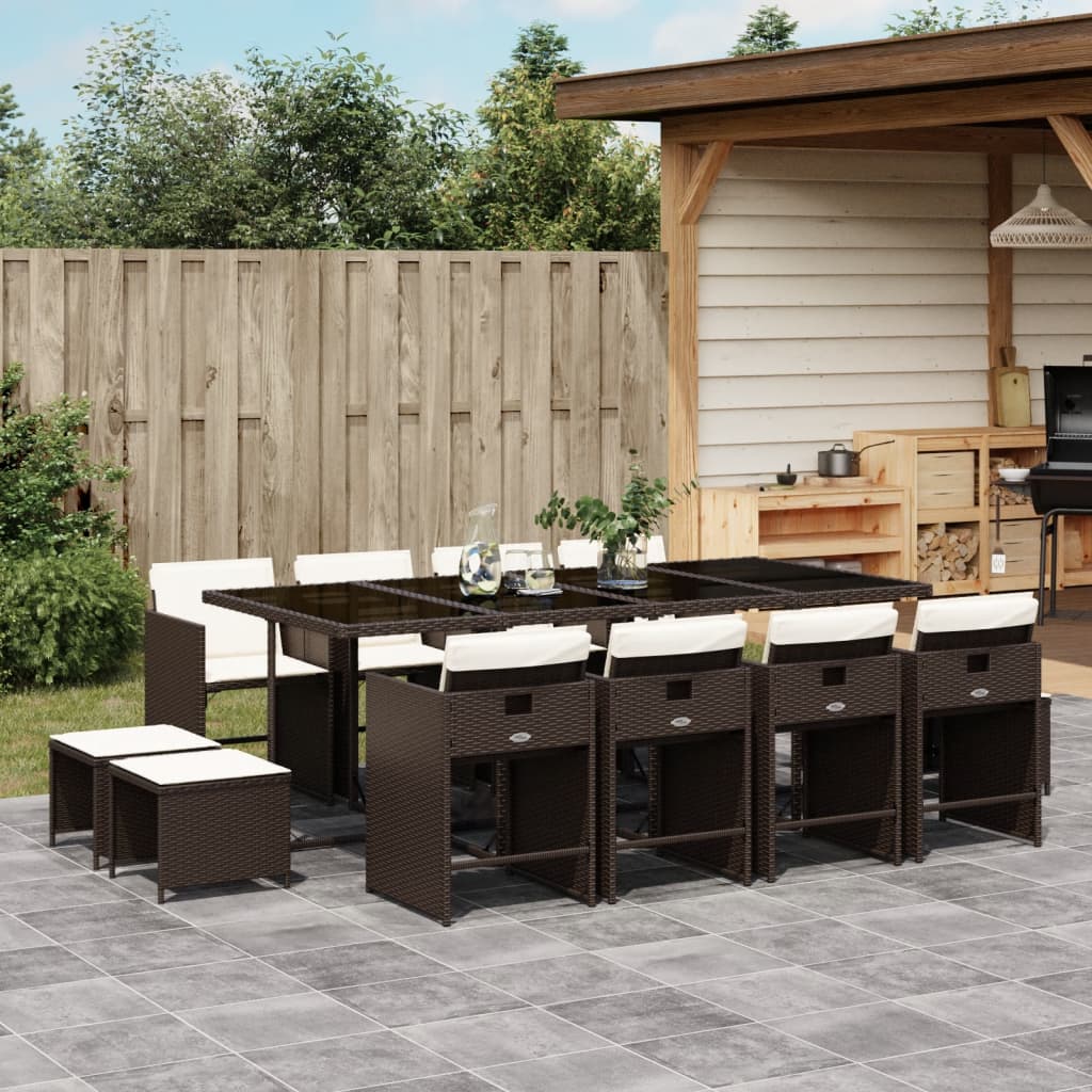 vidaXL 9-delige Tuinset poly rattan zwart