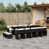 vidaXL 9-delige Tuinset poly rattan zwart