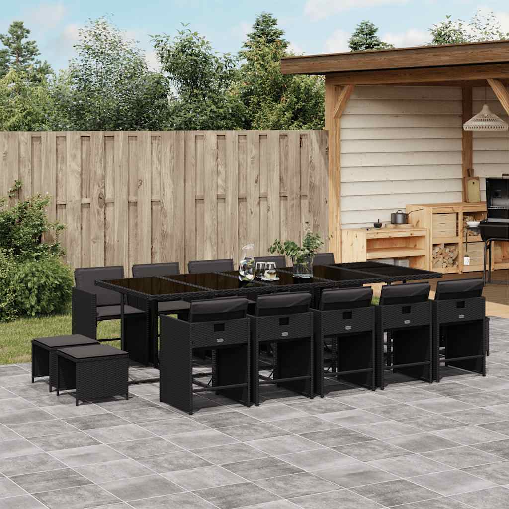 vidaXL 9-delige Tuinset poly rattan zwart