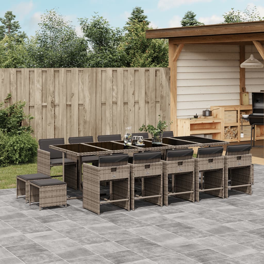 vidaXL 9-delige Tuinset poly rattan zwart
