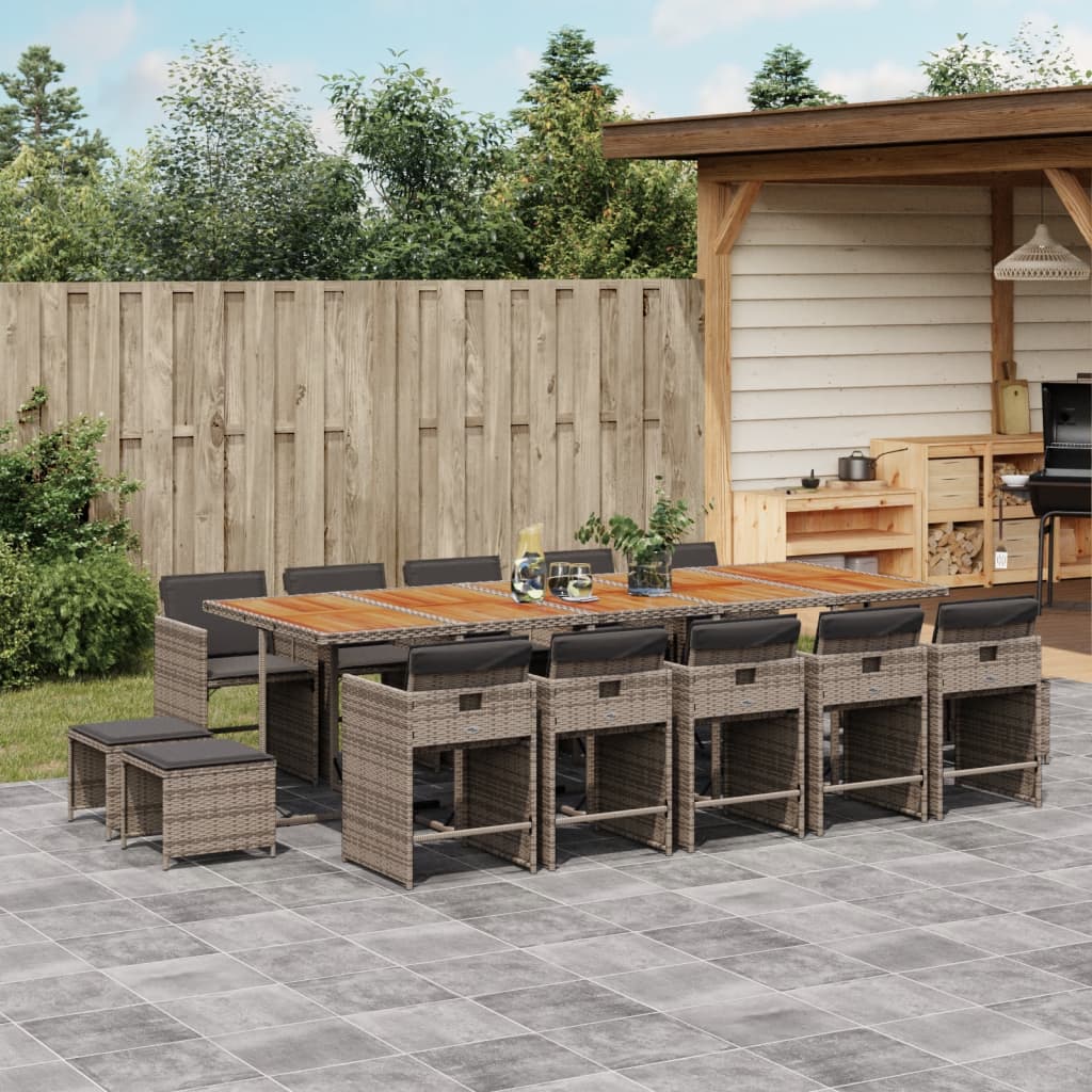 vidaXL 9-delige Tuinset poly rattan zwart