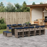 vidaXL 9-delige tuinset met kussens, grijs polyrotan