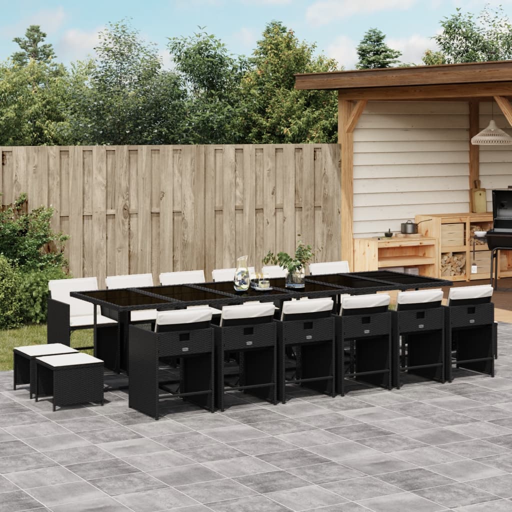 vidaXL 9-delige Tuinset poly rattan zwart