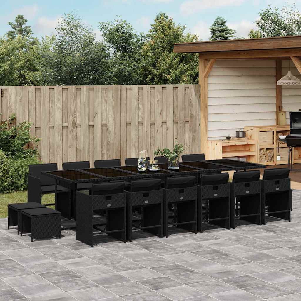 vidaXL 9-delige Tuinset poly rattan zwart