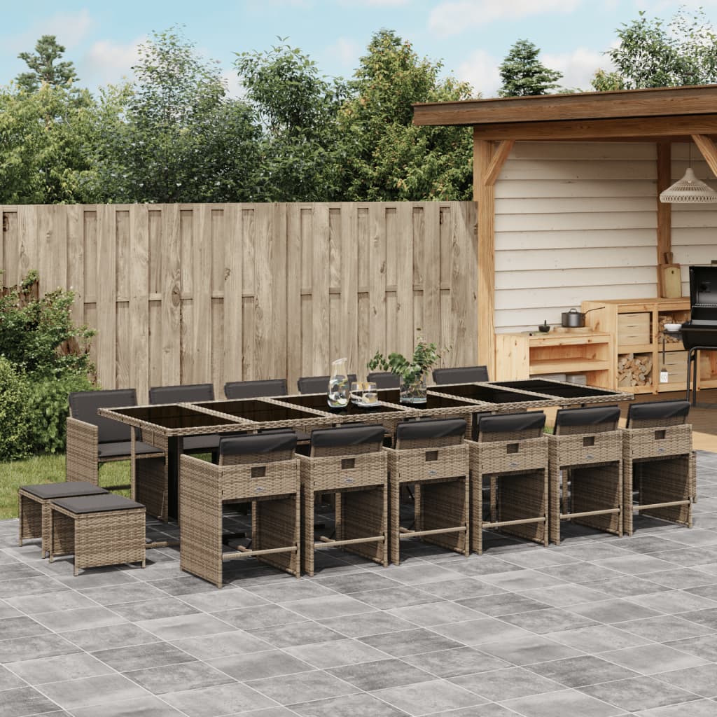 vidaXL 9-delige Tuinset poly rattan zwart