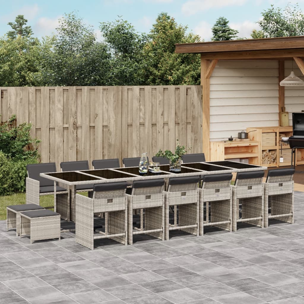 vidaXL 9-delige Tuinset poly rattan zwart