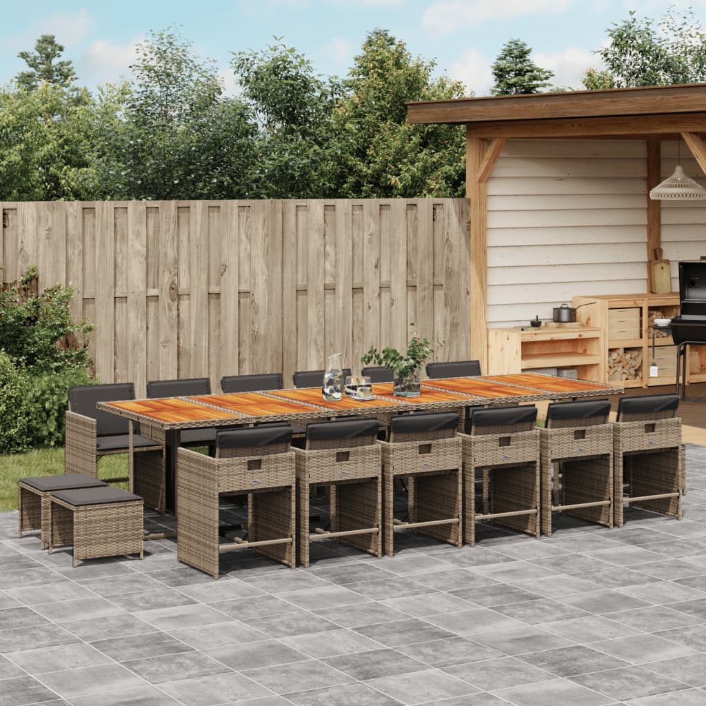 vidaXL 9-delige Tuinset poly rattan zwart
