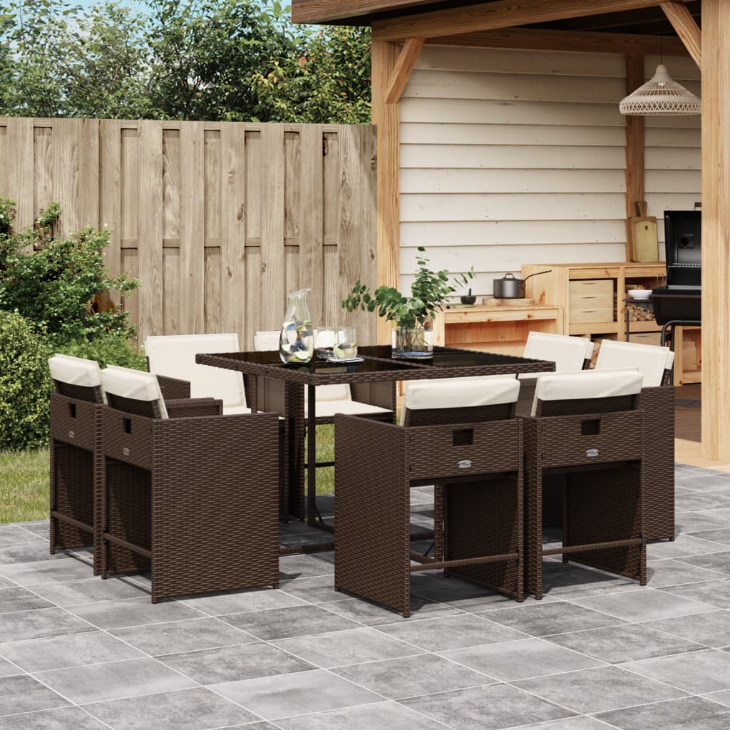 vidaXL 9-delige Tuinset poly rattan zwart