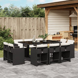 vidaXL 9-delige Tuinset poly rattan zwart