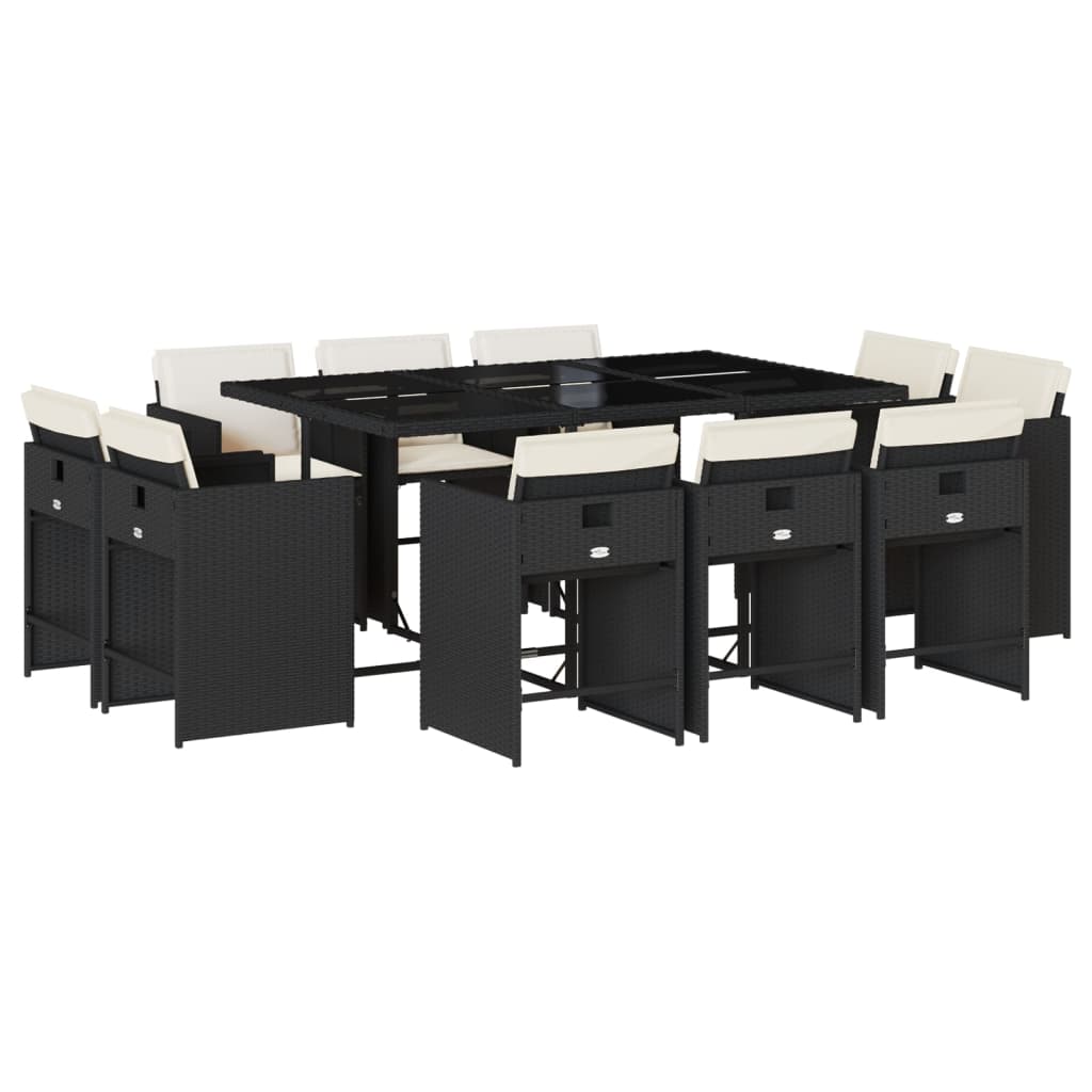 vidaXL 9-delige Tuinset poly rattan zwart
