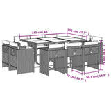 vidaXL 9-delige Tuinset poly rattan zwart