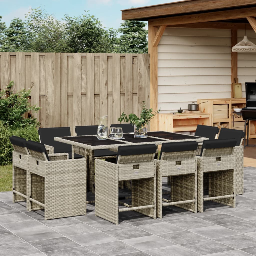 vidaXL 9-delige Tuinset poly rattan zwart