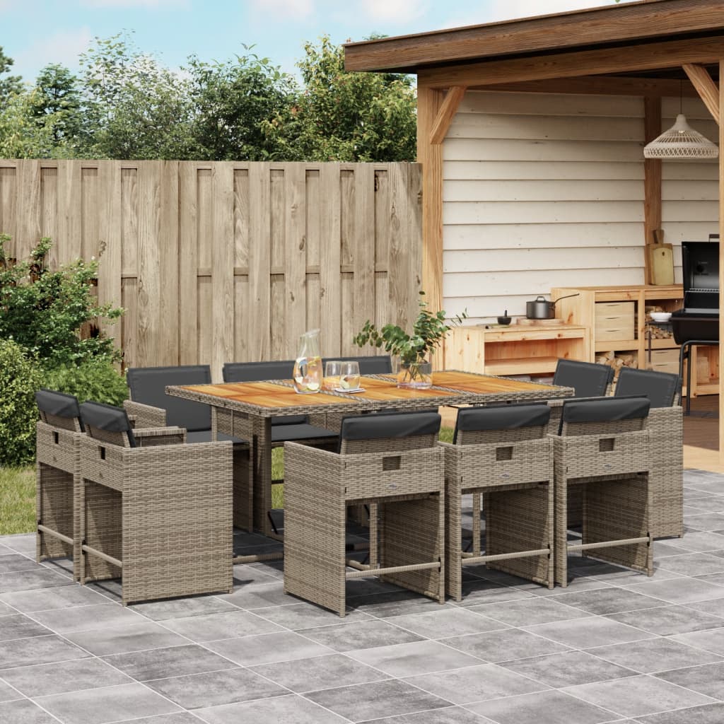 vidaXL 9-delige Tuinset poly rattan zwart