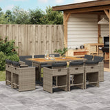 vidaXL 9-delige Tuinset poly rattan zwart