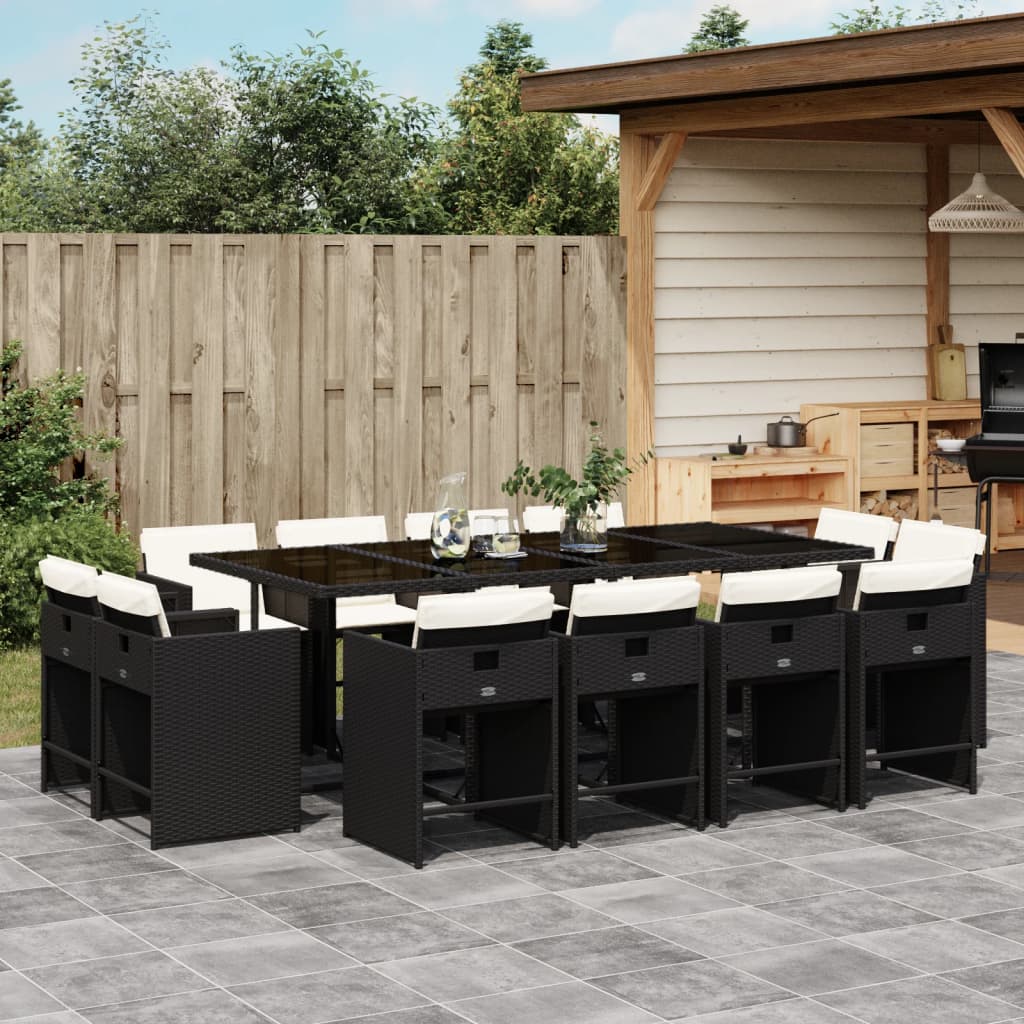 vidaXL 9-delige Tuinset poly rattan zwart