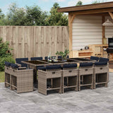 vidaXL 9-piece Garden Dining Set with Cushions Grey Poly Rattan
