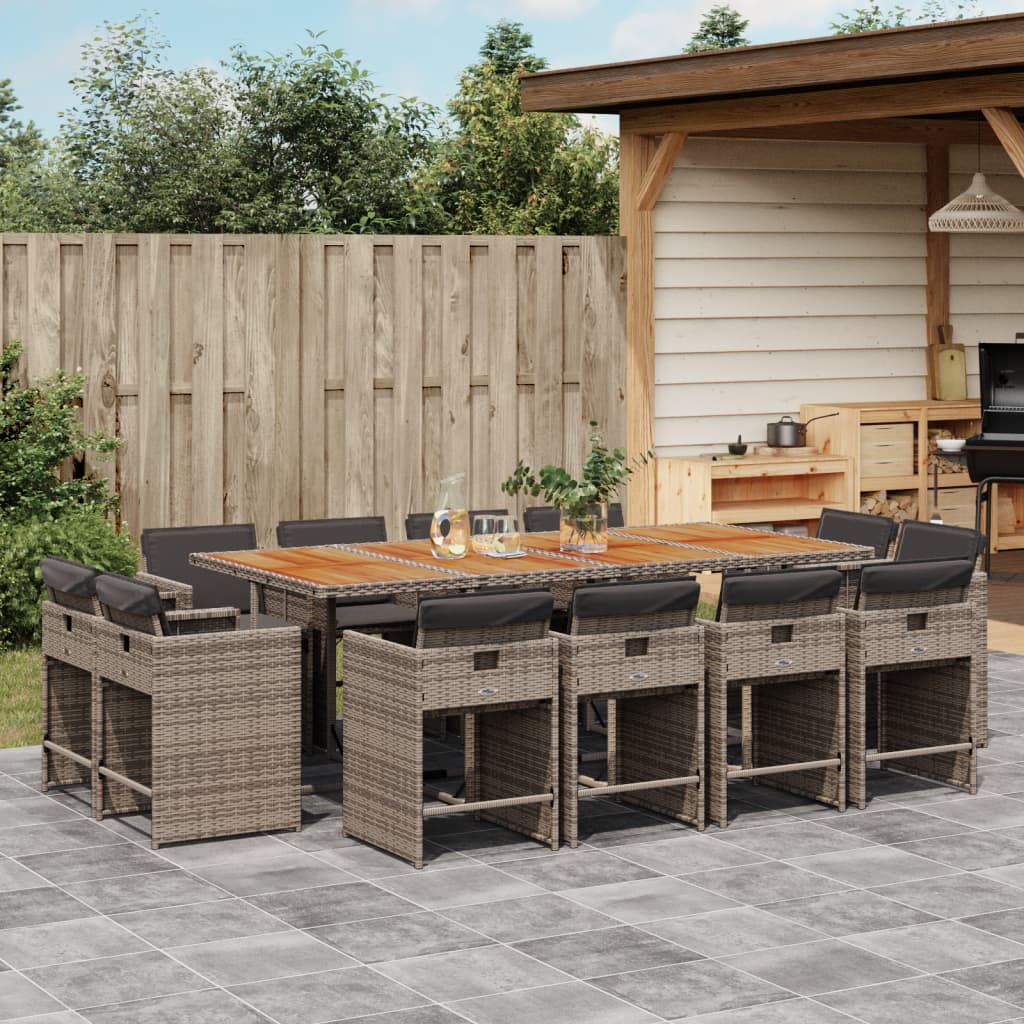 vidaXL 9-delige Tuinset poly rattan zwart