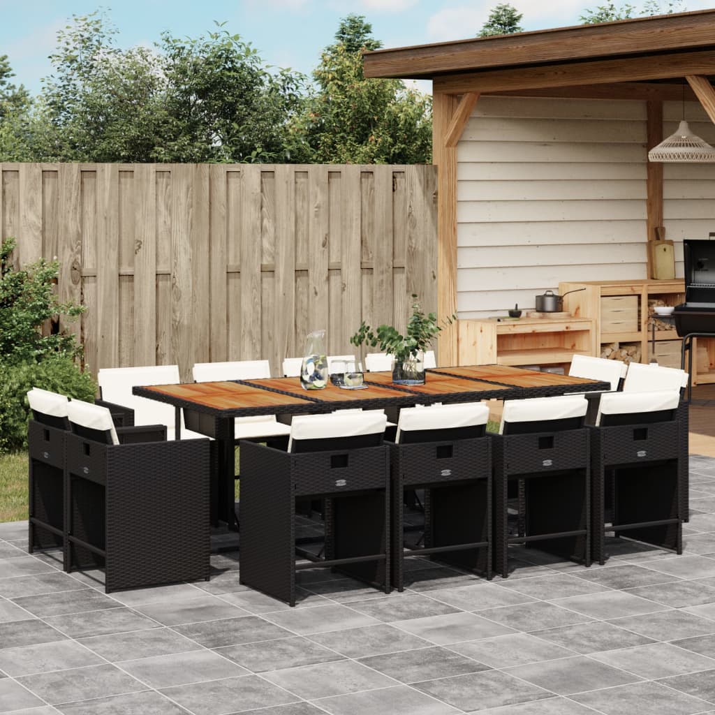 vidaXL 9-delige Tuinset poly rattan zwart