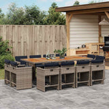 vidaXL 9-piece Garden Dining Set with Cushions Grey Poly Rattan