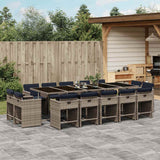 vidaXL 9-piece Garden Dining Set with Cushions Grey Poly Rattan
