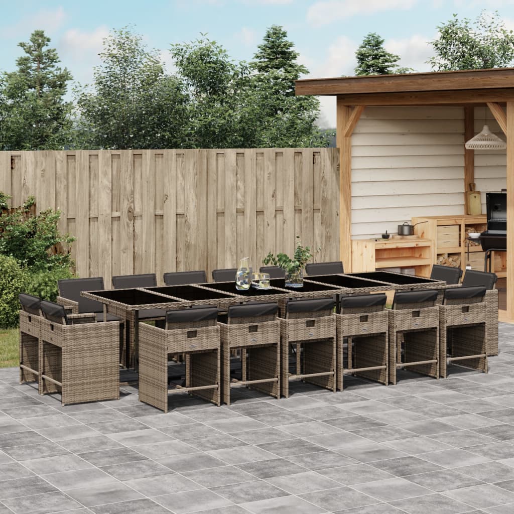 vidaXL 9-delige Tuinset poly rattan zwart