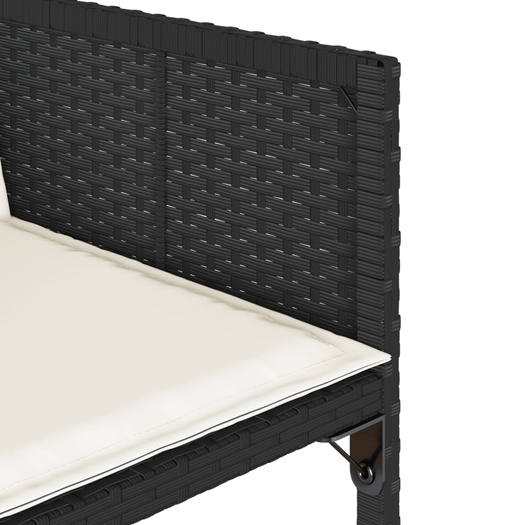 vidaXL 5-delige Tuinset met kussens poly rattan zwart
