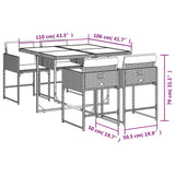 vidaXL 5-delige Tuinset met kussens poly rattan zwart