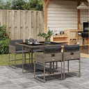 vidaXL 5-delige Tuinset met kussens poly rattan zwart