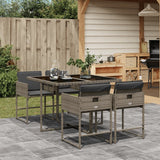 vidaXL 5-delige Tuinset met kussens poly rattan zwart