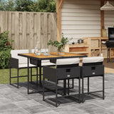 vidaXL 5-delige Tuinset met kussens poly rattan zwart