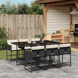 vidaXL 5-delige Tuinset met kussens poly rattan zwart