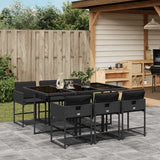 vidaXL 5-delige Tuinset met kussens poly rattan zwart