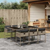 vidaXL 5-delige Tuinset met kussens poly rattan zwart