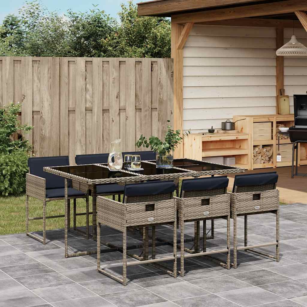 vidaXL 5-delige tuinset met kussens, grijs polyrotan