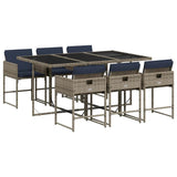 vidaXL 5-delige tuinset met kussens, grijs polyrotan