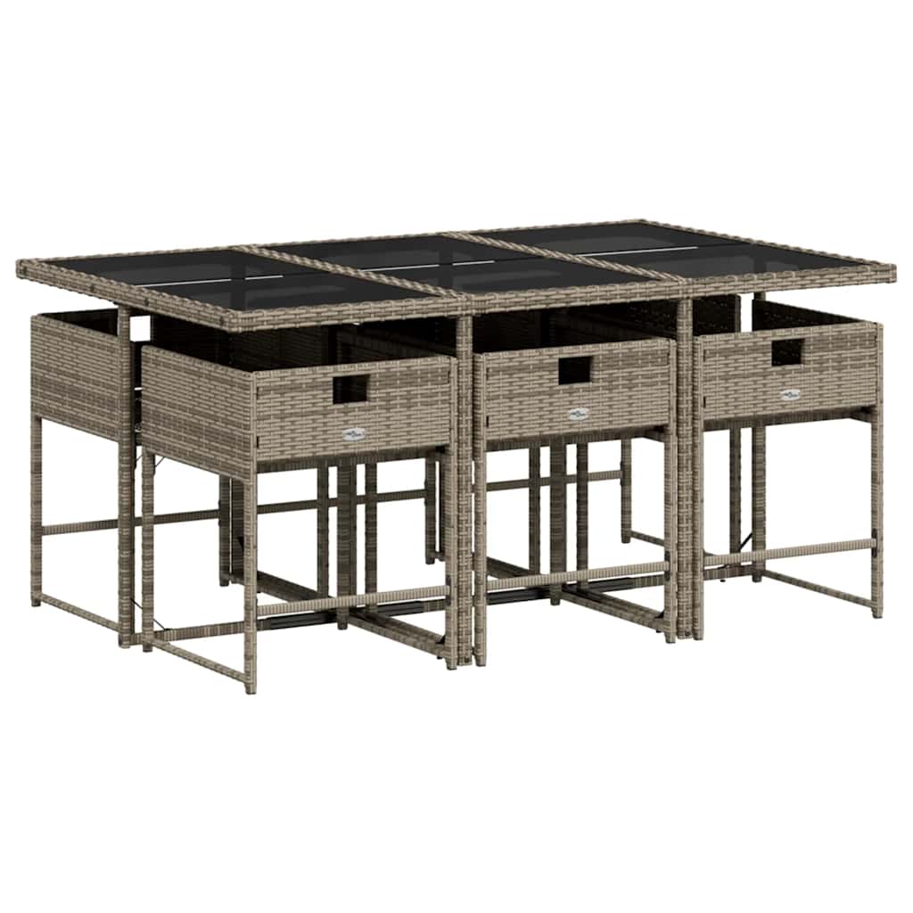 vidaXL 5-delige tuinset met kussens, grijs polyrotan